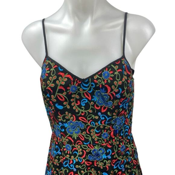 Monique Lhuillier Canossa Floral Embroidered Sleeveless Midi A-Line Tank Dress 2 - Picture 3 of 4